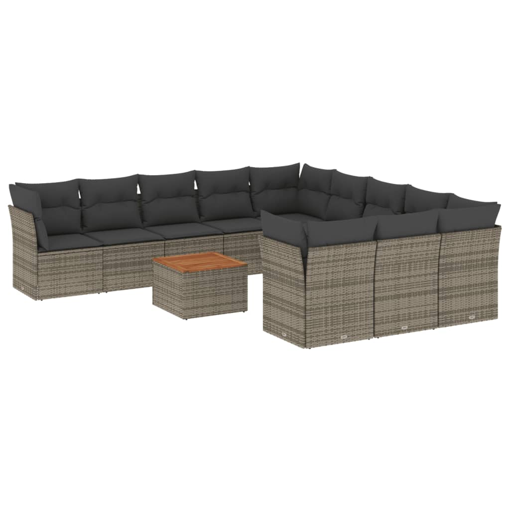 12 részes szürke polyrattan kerti ülőgarnitúra párnákkal (3223911)