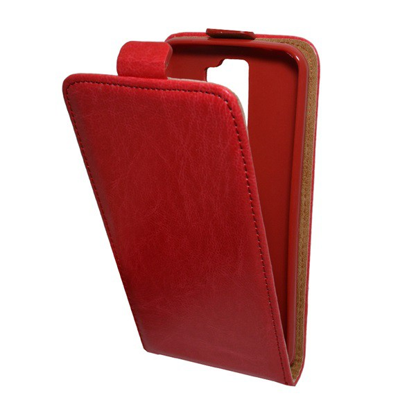 Tok álló, bőr hatású (FLIP, lefelé nyíló, szilikon tartó) PIROS [LG K8 (K350n)] (5996457637034)