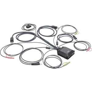 Przełącznik Eaton Eaton Tripp Lite series 2-Port DisplayPort 1.1/USB KVM Switch with Audio/Video, Built-In Cables, USB Peripheral Sharing - KVM-/Audio-/USB-Switch - 2 x KVM/Audio/USB - 1 lokaler Benutzer - Desktop