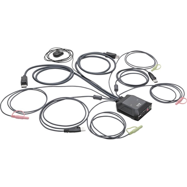 Przełącznik Eaton Eaton Tripp Lite series 2-Port DisplayPort 1.1/USB KVM Switch with Audio/Video, Built-In Cables, USB Peripheral Sharing - KVM-/Audio-/USB-Switch - 2 x KVM/Audio/USB - 1 lokaler Benutzer - Desktop