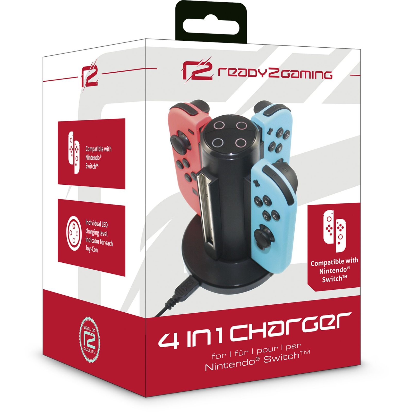 ready2gaming Nintendo Switch töltőállomás 4 in 1 - Fekete (R2GNSW4IN1CHA)