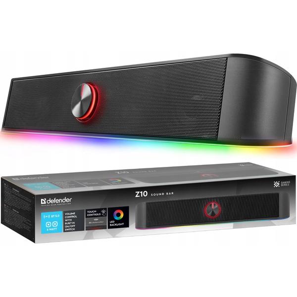 Defender Soundbar Z10, 2.0, 6W, czarny, regulacja g�o�no�ci, Pod�wietlenie LED, USB/Bluetooth, 80Hz-20kHz