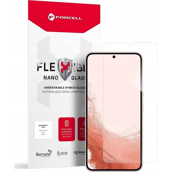 Védőfólia, Forcell, Samsung Galaxy A34 5G-hez, Rugalmas Nano, Hibrid üveg, Antibakteriális, Átlátszó