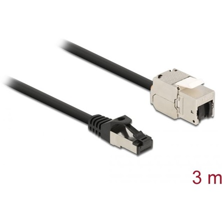 Kabel RJ45 propojovací, samec na samici Keystone, Cat.6A, 3 m, Delock 87029