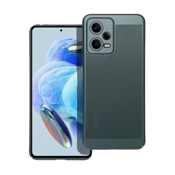 Xiaomi Redmi Note 12 5G / Poco X5 5G, Műanyag hátlap védőtok, légáteresztő, lyukacsos minta, Breezy, sötétzöld (RS142665)