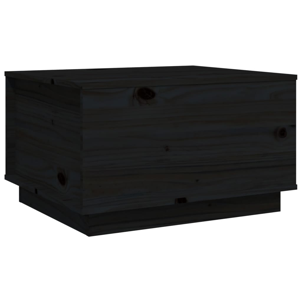 fekete tömör fenyőfa dohányzóasztal 60x50x35 cm (813419)