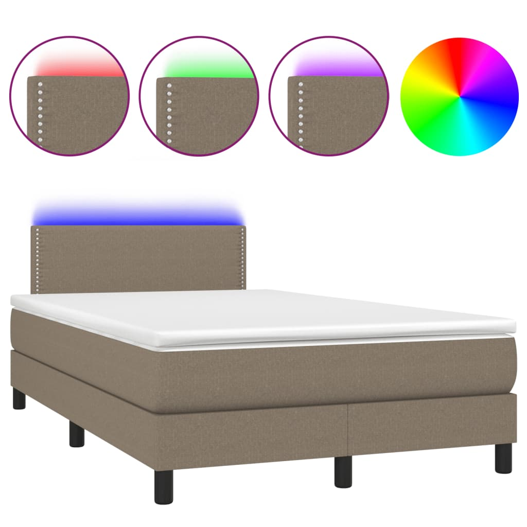 tópszínű szövet rugós és LED-es ágy matraccal 120x190cm (3270036)