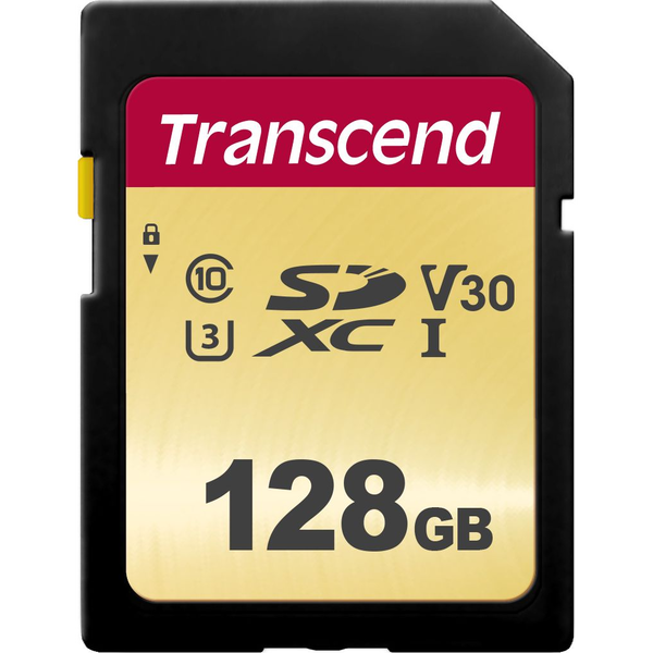 Transcend TS128GSDC500S 500s Memory-card, 128GB, SDXC, 95/ 60MB/s, UHS-I, C10, U3, V30, 3.3V
