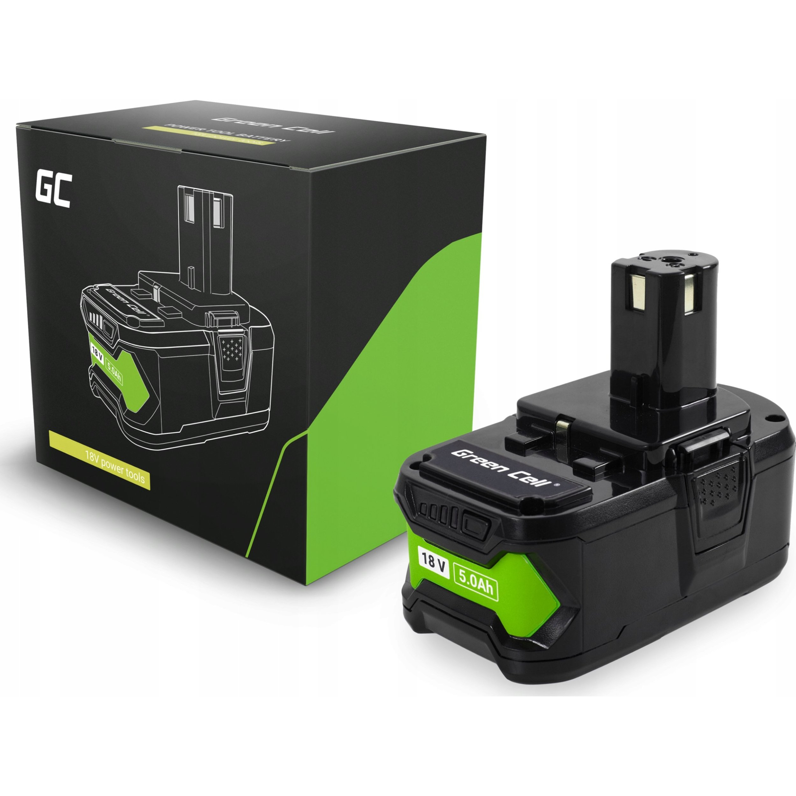 Green Cell PTRY18V5 Ryobi RB18L50 ONE+ 18V Akkumulátor 5000mAh (PTRY18V5)