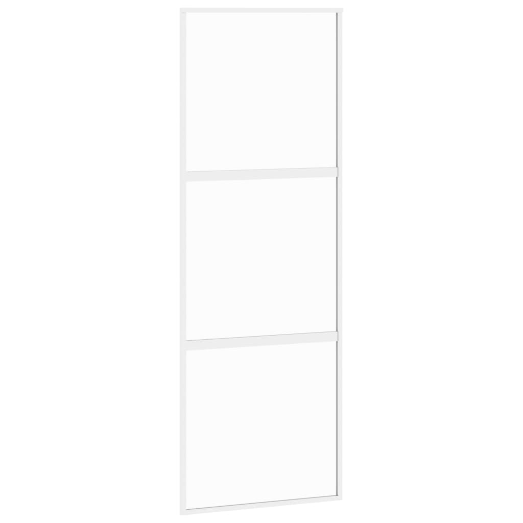fehér edzett üveg és alumínium tolóajtó 76 x 205 cm (155204)
