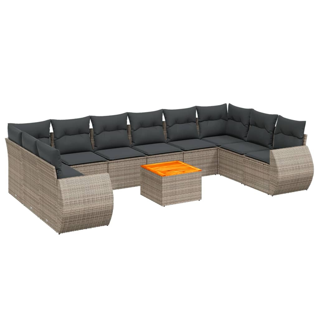 11 részes szürke polyrattan kerti ülőgarnitúra párnákkal (3257509)