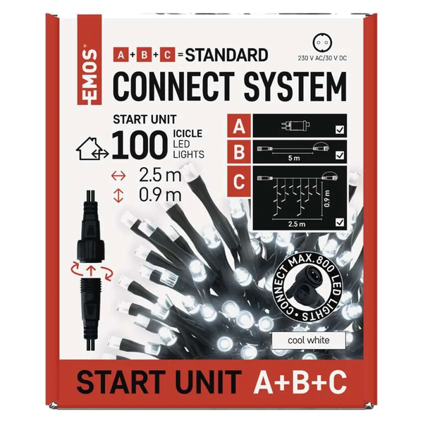 Emos D1CC03 CNT LED Kül-/beltéri fényfüzér 2.5m - Hideg fehér