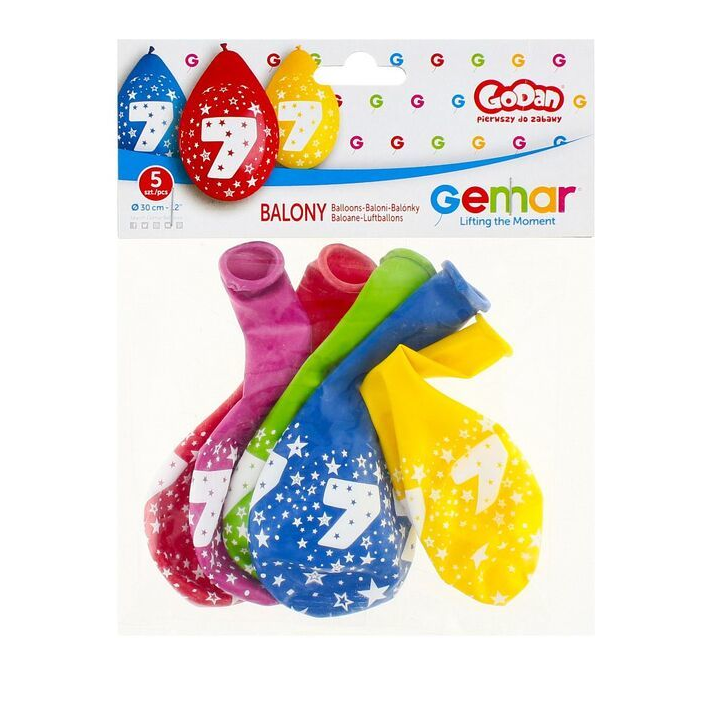 Színes,születésnapi számos lógó lufi csomag, 30 cm - 7 (GS110/7W)