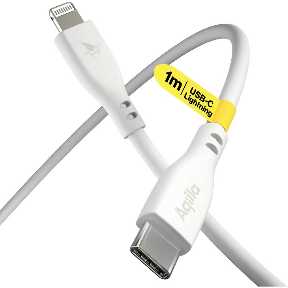 Aqiila CS21 USB-C apa - Lightning apa 2.0 Adat és töltő kábel 1m - Fehér (AQCBPBIC3SI836)