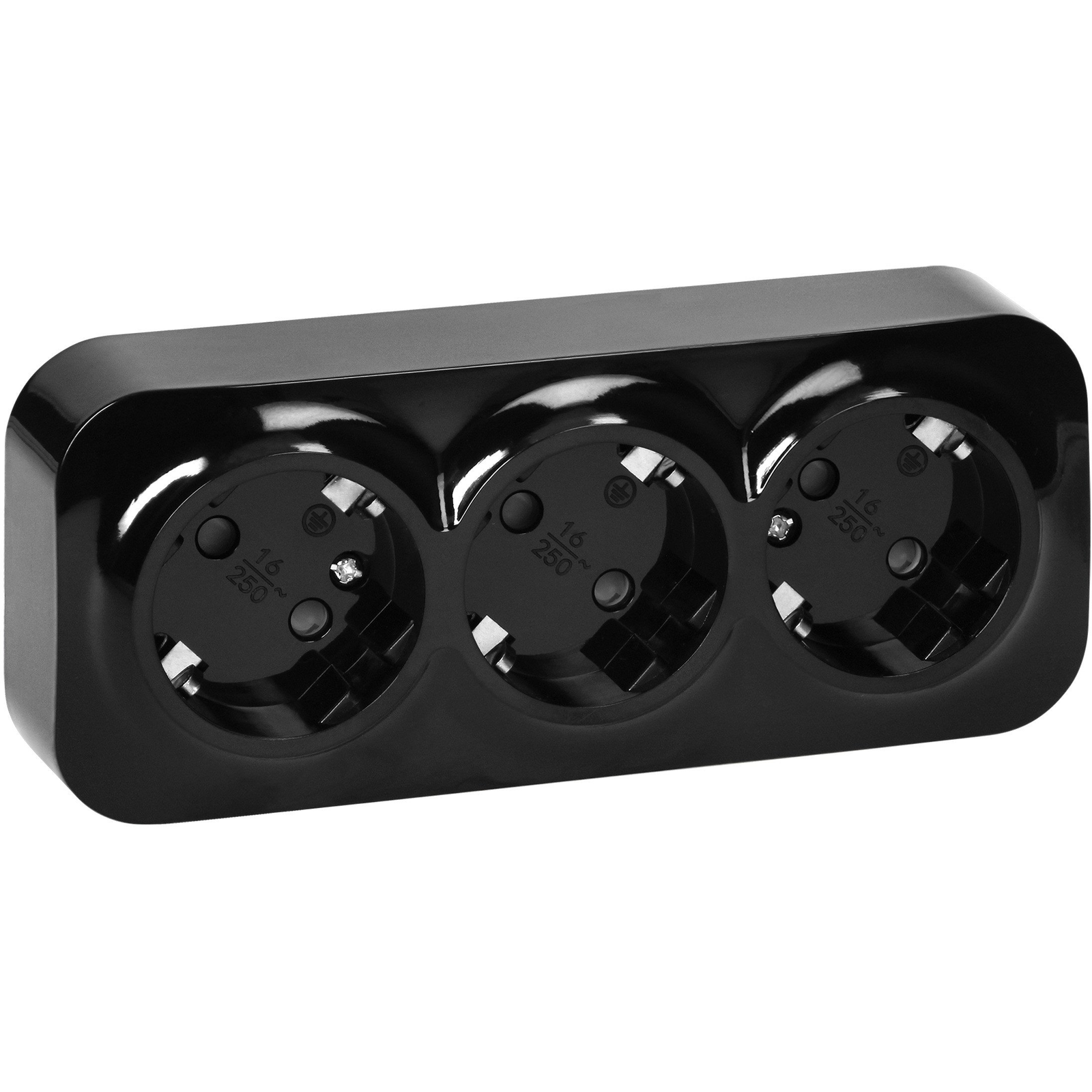 Hármas Aljzat ToDo 2P+Z Schuko IP20, 16A, 230V AC, Fekete, 10 Db, 10 Db