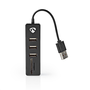 Nedis UHUBCU2320BK 3 portos USB hub USB 2.0 és kártyaolvasó
