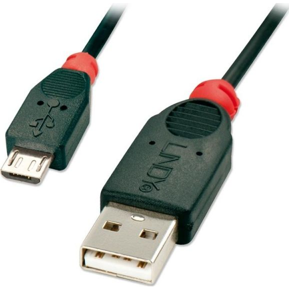 Lindy 2m USB A/micro-B Cable USB-kabel Micro-USB B Sort