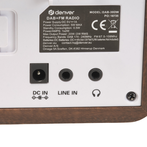 Denver DAB-30 Digitalradio dunkles Holz