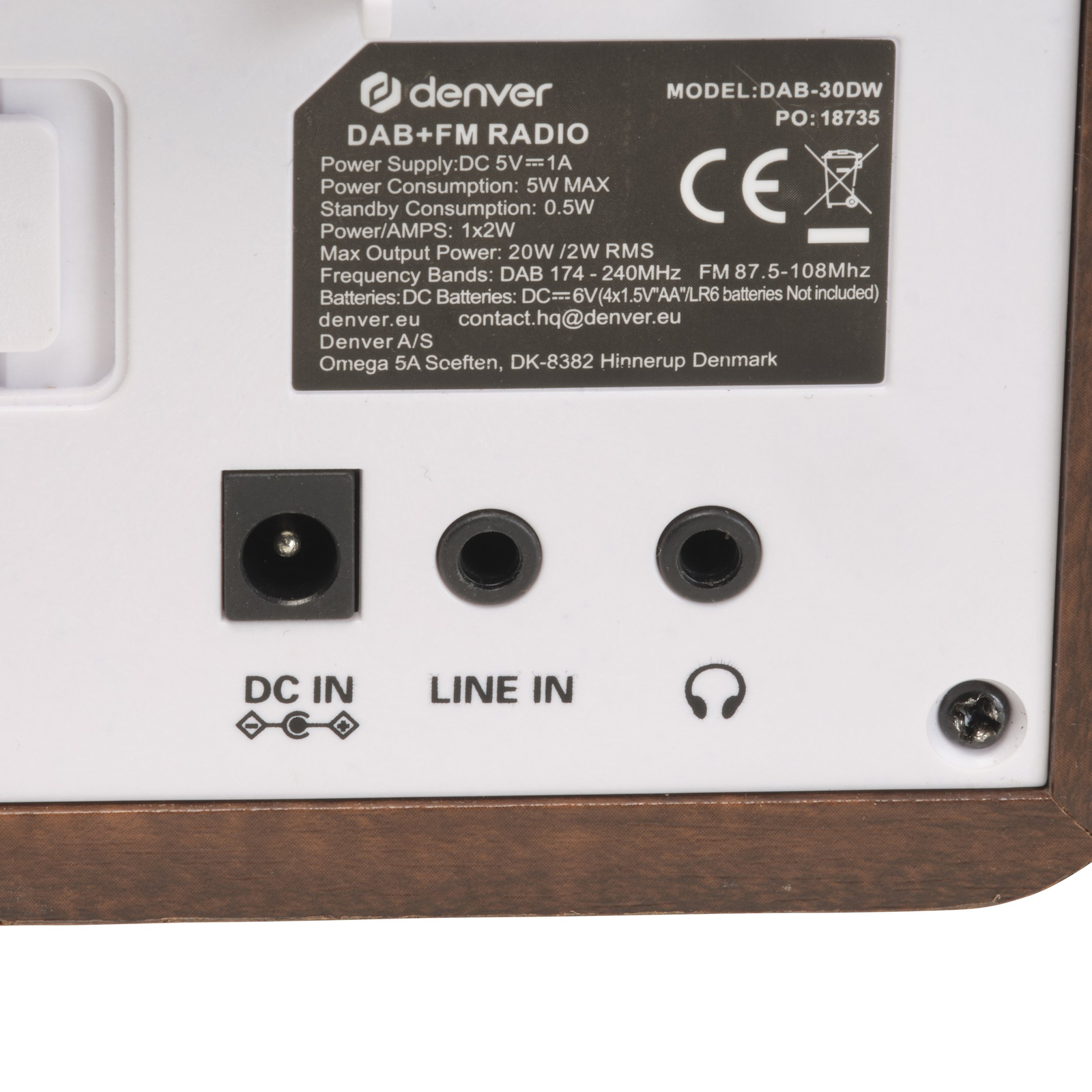Denver DAB-30DW Dark Wood Asztali rádió DAB+, URH Ébresztő funkció Fa-barna (selyemmatt) (DAB-30DW)
