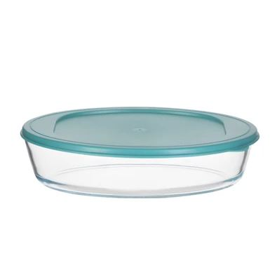 TOO ovális hőálló üveg ételtároló, műanyag tetővel 3200ml-es (KT-100) (KT-100)