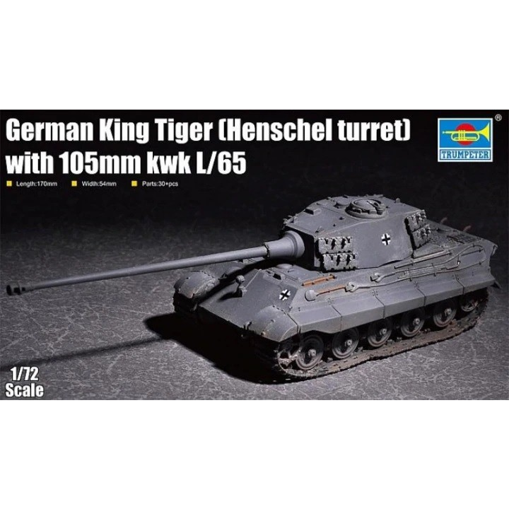 Trumpeter King Tiger 105mm kWh harckocsi műanyag modell (1:72) (07160)