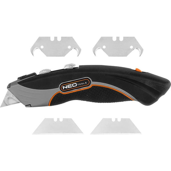 NEO 63-700 Trapézpengés Kés, Fémházas  6db Kampós És Trapéz Pengével