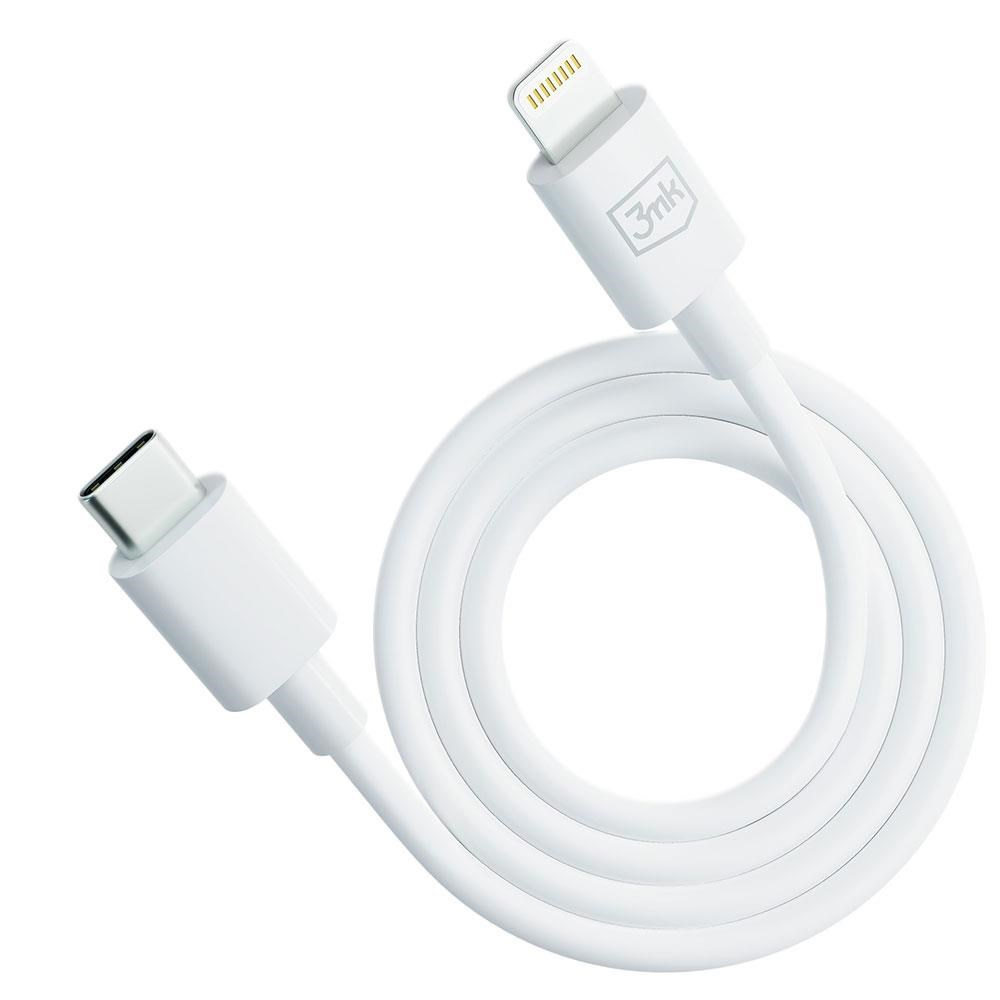 3mk Hyper USB Type-C apa - Lightning apa Töltőkábel - Fehér (1.2m) (5903108541190)