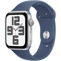 Apple Watch SE2 v3 GPS, 44 мм, сребърен алуминий корпус, деним спортна каишка, S/M