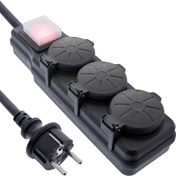 InLine 16493Q prolunghe e multiple 10 m 3 presa(e) AC Nero