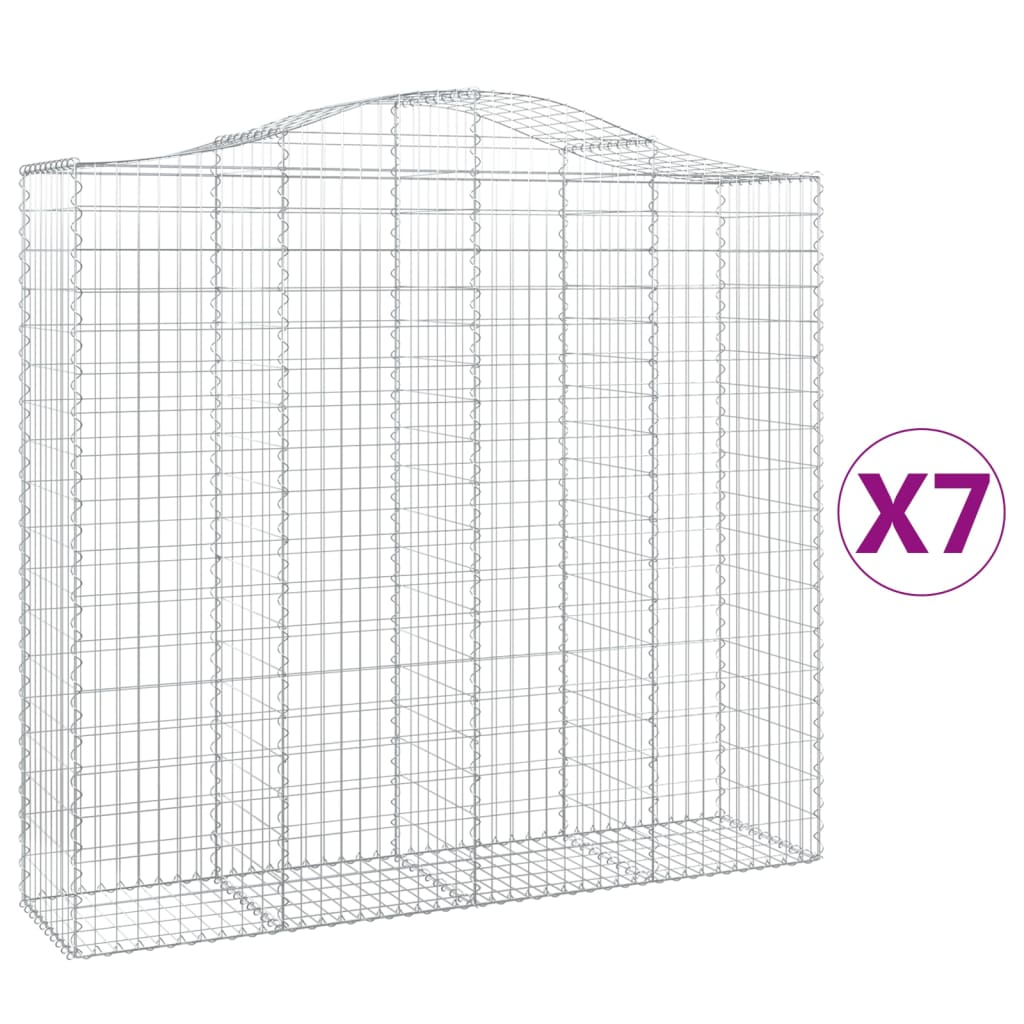 7 db íves horganyzott vas gabion kosár 200x50x180/200 cm (3145729)