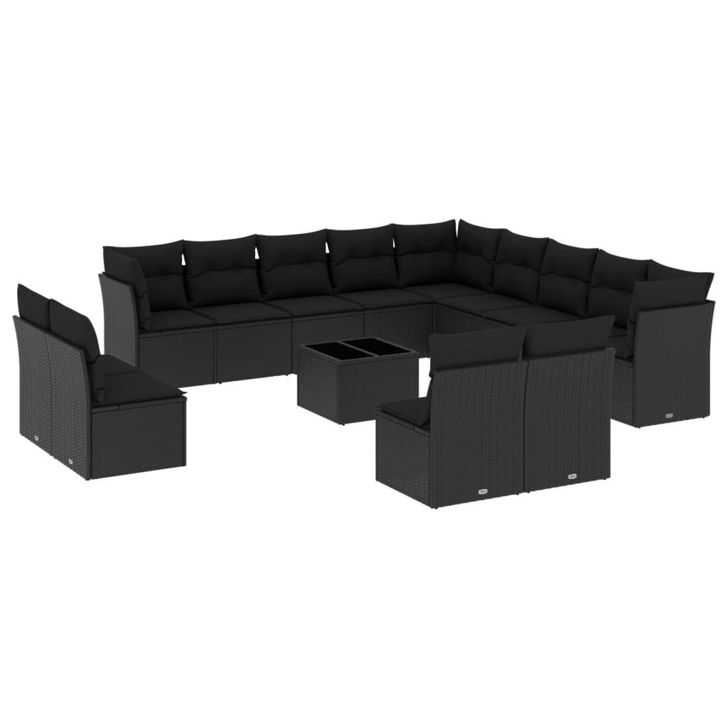 14 részes fekete polyrattan kerti ülőgarnitúra párnákkal (3218495)