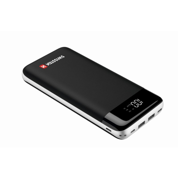 Външна батерия Swissten Black Core, 30000mAh, QC-PD 3.0, 2xUSB, Черен