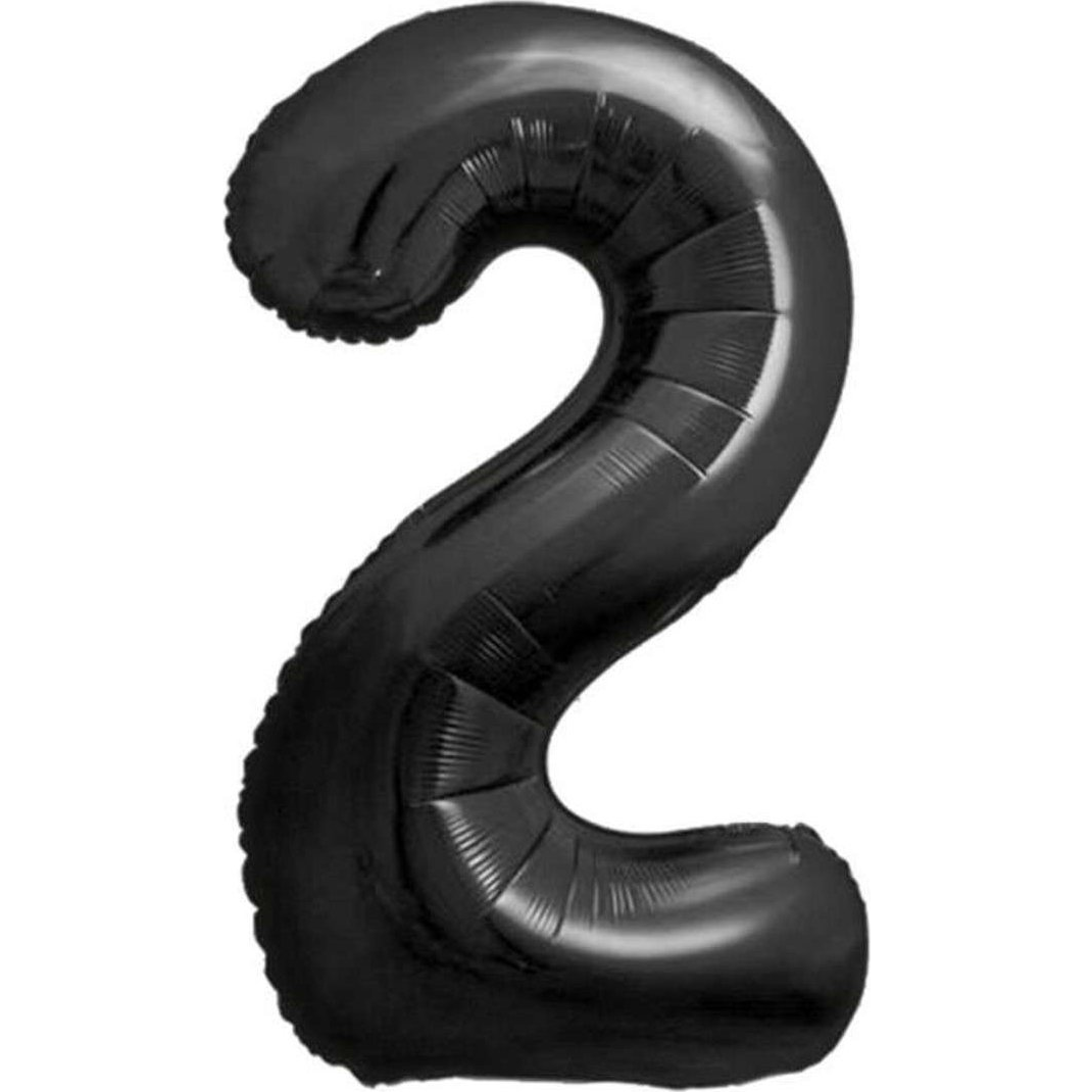 B&C Matt Szám Fólia Lufi - 85 cm, 2-es, Fekete (CH-B8C2)