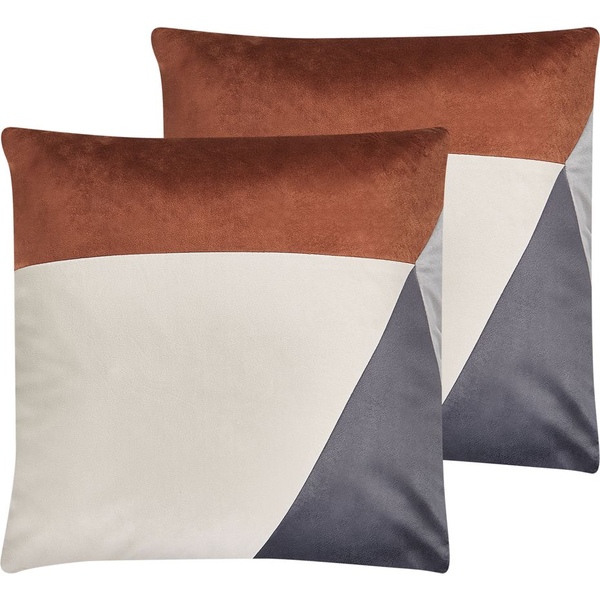 Conjunto De 2 Cojines Decorativos Multicolor Poliéster 45 X 45 Cm Fundas Extraíbles Cremallera Sala De Estar Dormitorio Moderno Campsis - Multicolor