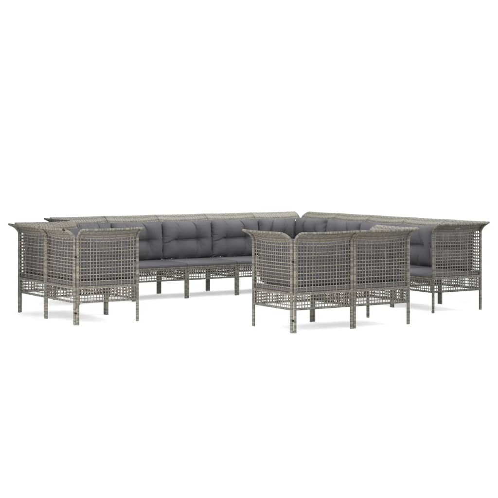 13 részes szürke polyrattan kerti ülőgarnitúra párnákkal (3187589)