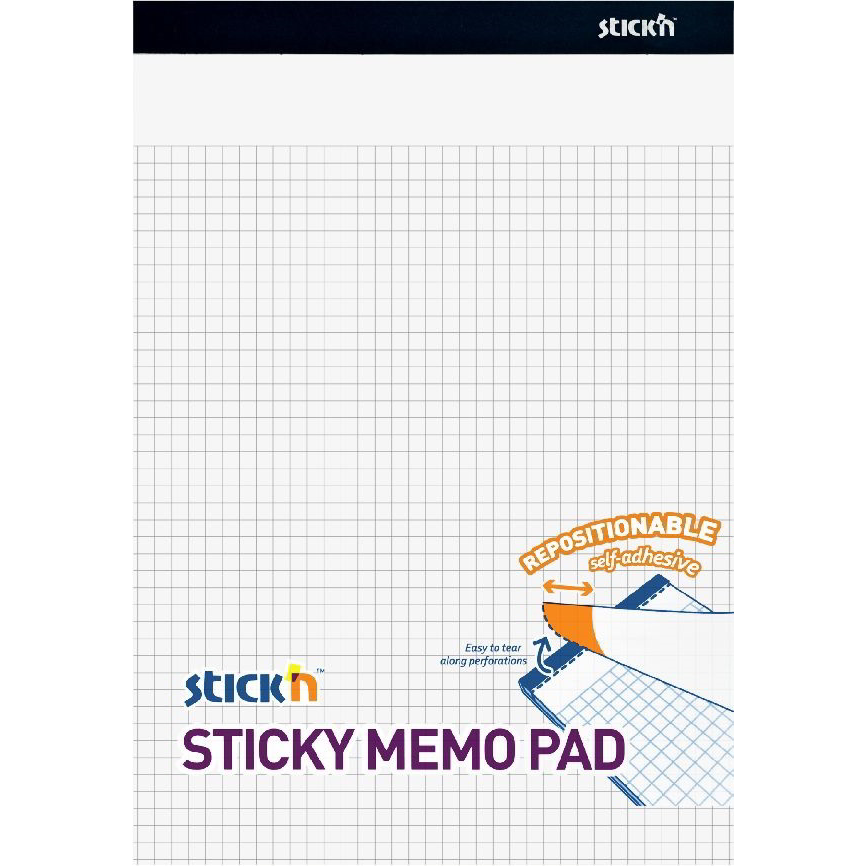 Stick'N 254x178mm öntapadó jegyzetfüzet - Fehér (50 lap / tömb) (21853)