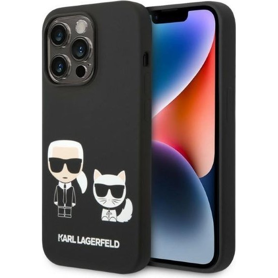 Karl Lagerfeld Liquid Silicone Karl & Choupette Apple iPhone 14 Pro Max Magsafe hátlap tok, fekete (KLD1194)