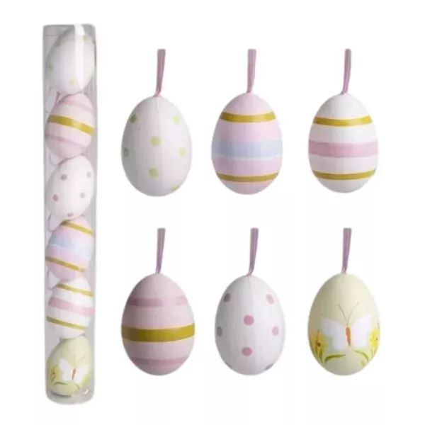 QX dekor tojás akasztóval mintás 6db (67918) (qx67918)