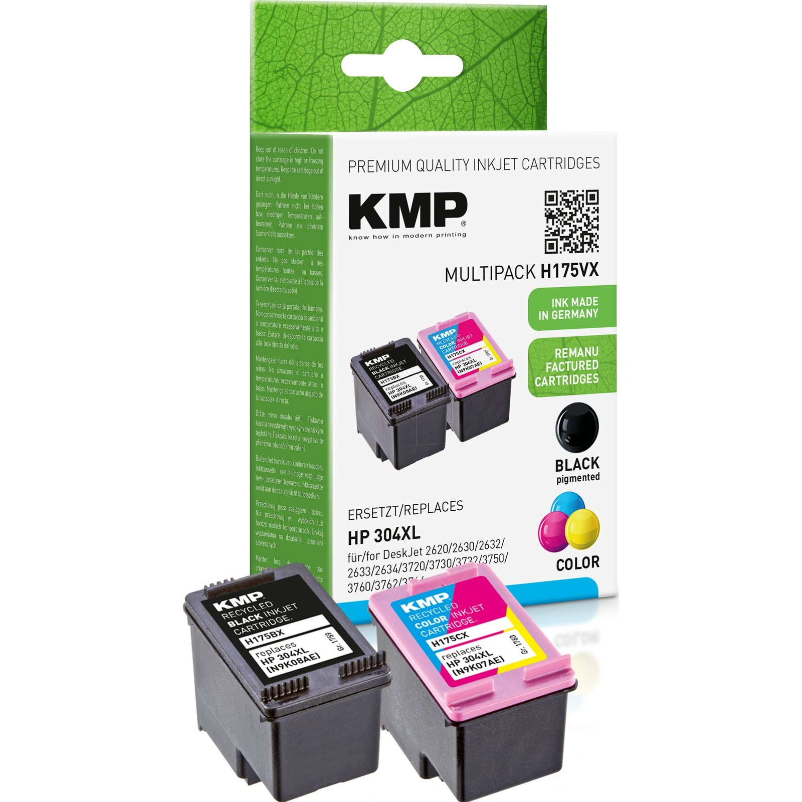 KMP Tinta helyettesíti HP 304XL, N9K08AE, N9K07AE Kompatibilis Kombinált csomag Fekete, Cián, bíbor, sárga H175VX 1759,4005 (1759,4005)