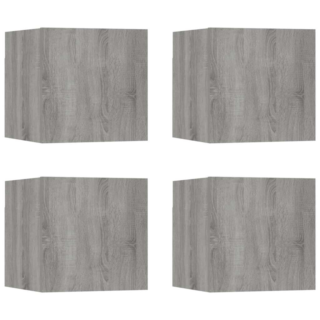 4 db szürke sonoma színű fali TV-szekrény 30,5 x 30 x 30 cm (815140)