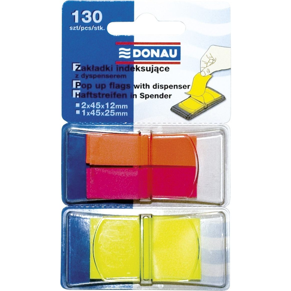  Donau ZAKŁADKI INDEKSUJĄCE DONAU PP MIX 2X12X45MM 1X25X45MM
