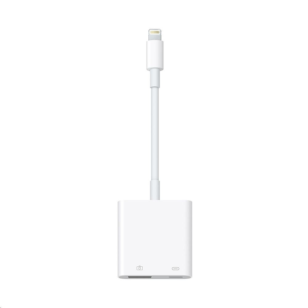 Cablu de date Apple Lightning, cu adaptor pentru camera, USB 3.0, Alb