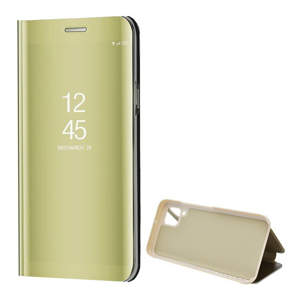 Tok álló (aktív FLIP, oldalra nyíló, asztali tartó funkció, tükrös felület, Mirror View Case) ARANY [Huawei P40 Lite 4G / Nova 6 SE] (5996457959815)