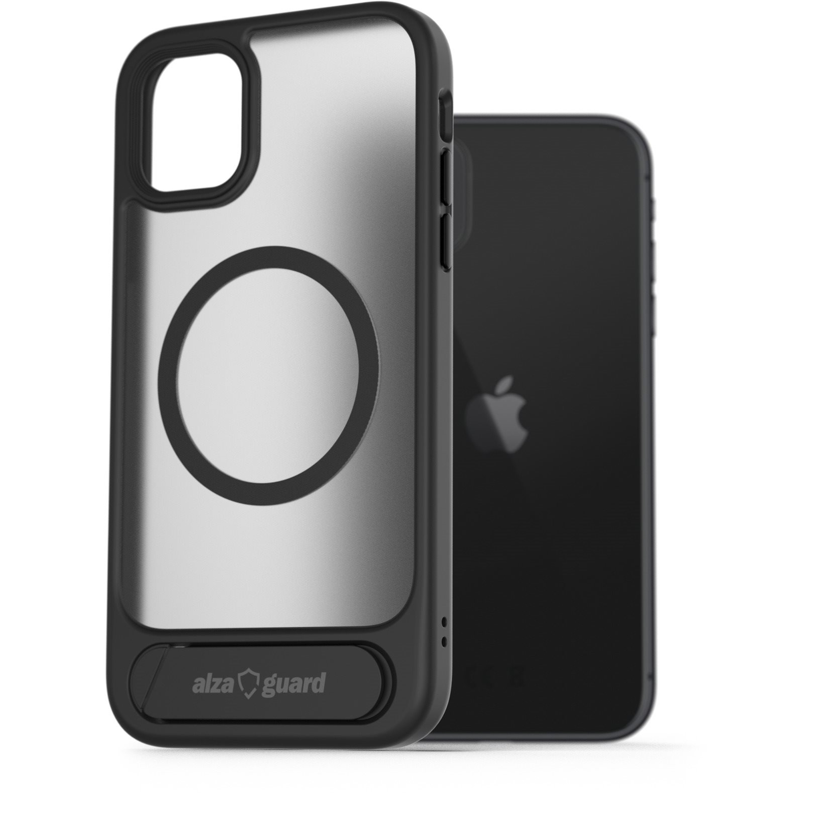 AlzaGuard Matte Case with Stand Compatible with MagSafe for iPhone 11 fekete tok (AGD-PCH00011B)