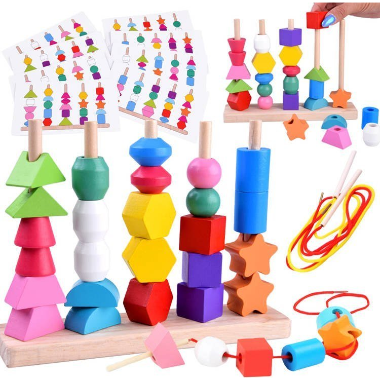 Fa Oszlopos Kirakó Oktatójáték - 25 Színes Blokkal (ZA4758)