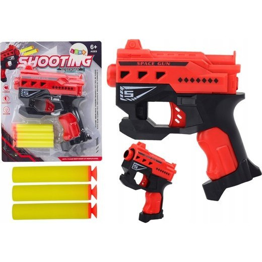 Mini Habos Dart Pisztoly Tapadókorongokkal, Piros 19723 (19723)