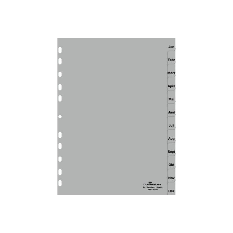 DURABLE Monatsregister A4 Jan-Dez PP volldeck. grau (651410) (651410)