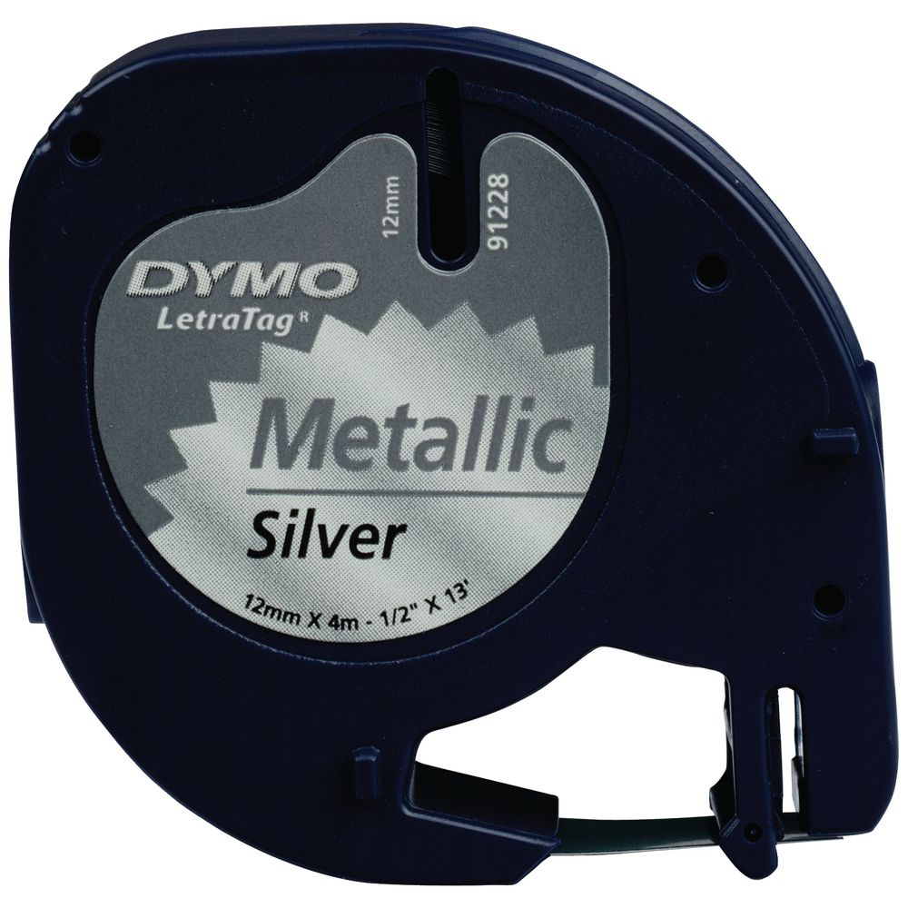 Dymo Letratag 12mm Festékszalag - Ezüst alapon fekete (S0721730)