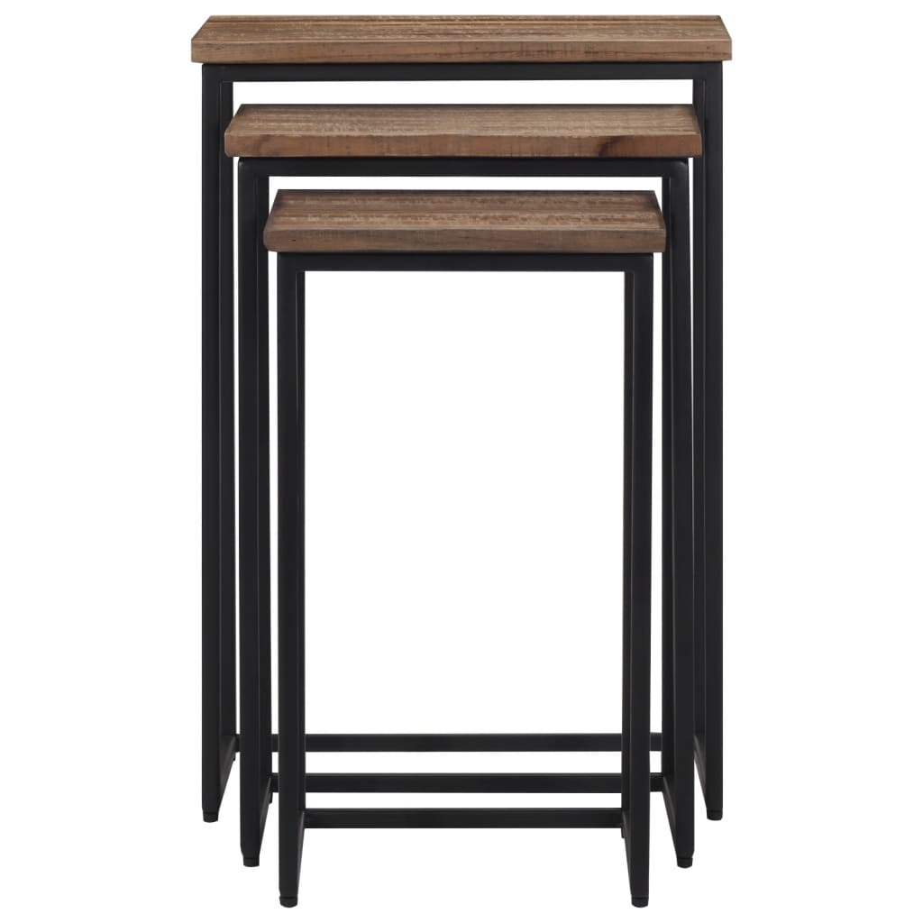 3 db tömör tíkfa rakásolható dohányzóasztal (358534)