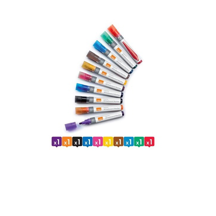 NOBO 1-3mm Táblamarker készlet - Vegyes színek (10 db / csomag) (1915381)